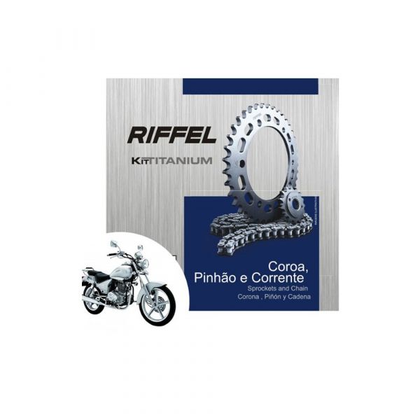 KIT RELACAO COROA PINHAO CORRENTE DAFRA KANSAS 1045 40/15 91047 RIFFEL